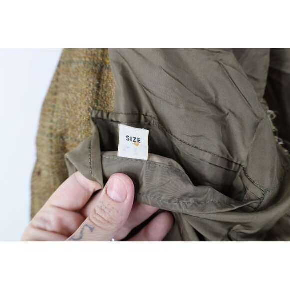 Vintage 70s Streetwear Mens 42L Wool Tweed Suit Coat Blazer Jacket Beige Plaid - Picture 13 of 16